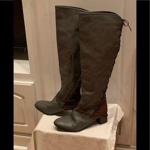 Over the knee back lace up boots